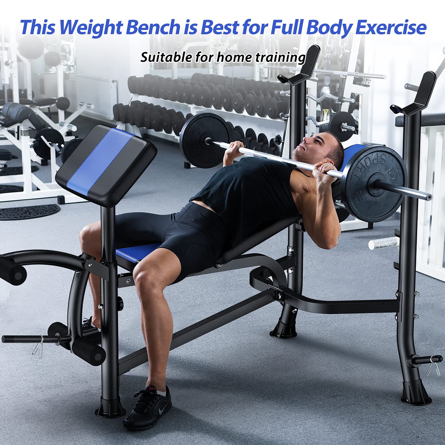 WINNOW Adjustable Weight Bench with Leg Extension and Preacher Curl Home Training Gym Weight Lifting Bench Full-Body Workout Bench Bench Press