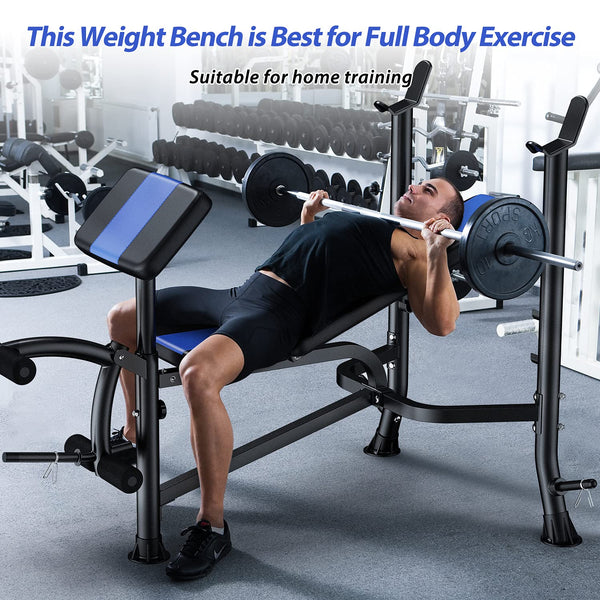 WINNOW Adjustable Weight Bench with Leg Extension and Preacher Curl Home Training Gym Weight Lifting Bench Full-Body Workout Bench Bench Press