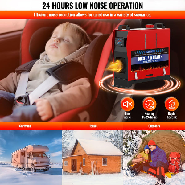 VELPAX 12V 8KW Diesel Air Heater, All in One Truck Heater, Portable Diesel Heater with Remote Control LCD Monitor and Silencer for Car Trucks Bus RV and Trailer