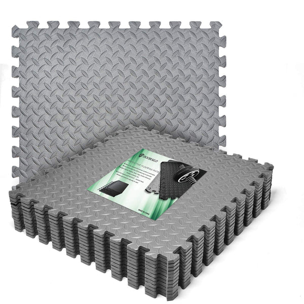 DOOHALO Puzzle Exercise Mat,Protective Gym Flooring Mat 60cmx 60cm,Non Slip Rubber Floor Cushions,EVA Interlocking Foam Tiles Mats,for Home