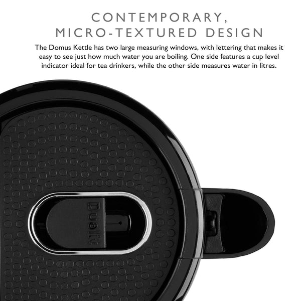 Dualit Studio Kettle | 1.5L 2.4KW Jug Kettle in Black with Polished Trim | Dual Measuring Windows | Fast Boiling BPA Free Kettle | Patented Sure Pour