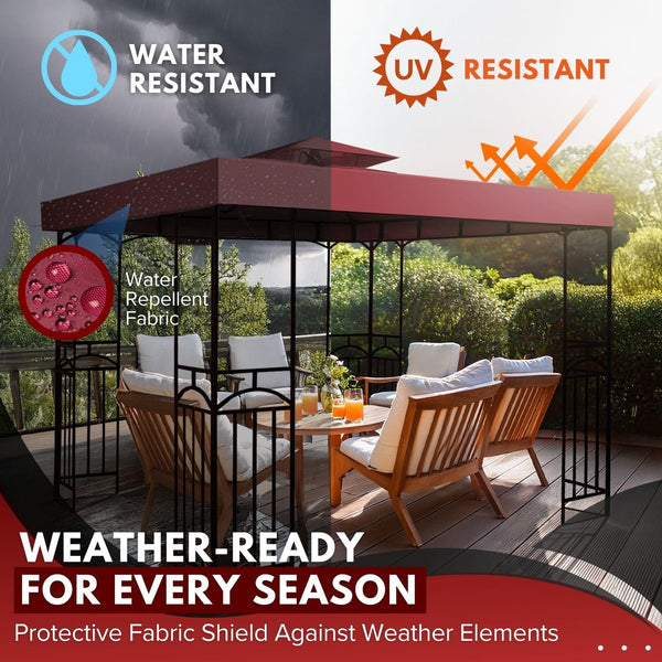 Flexzion Gazebo Top Replacement 10x10 Feet - Canopy Replacement Cover for Double Canopy Tent Dual Tier Pop Up Gazebo Tent Netting Cover, Water, Dirt,