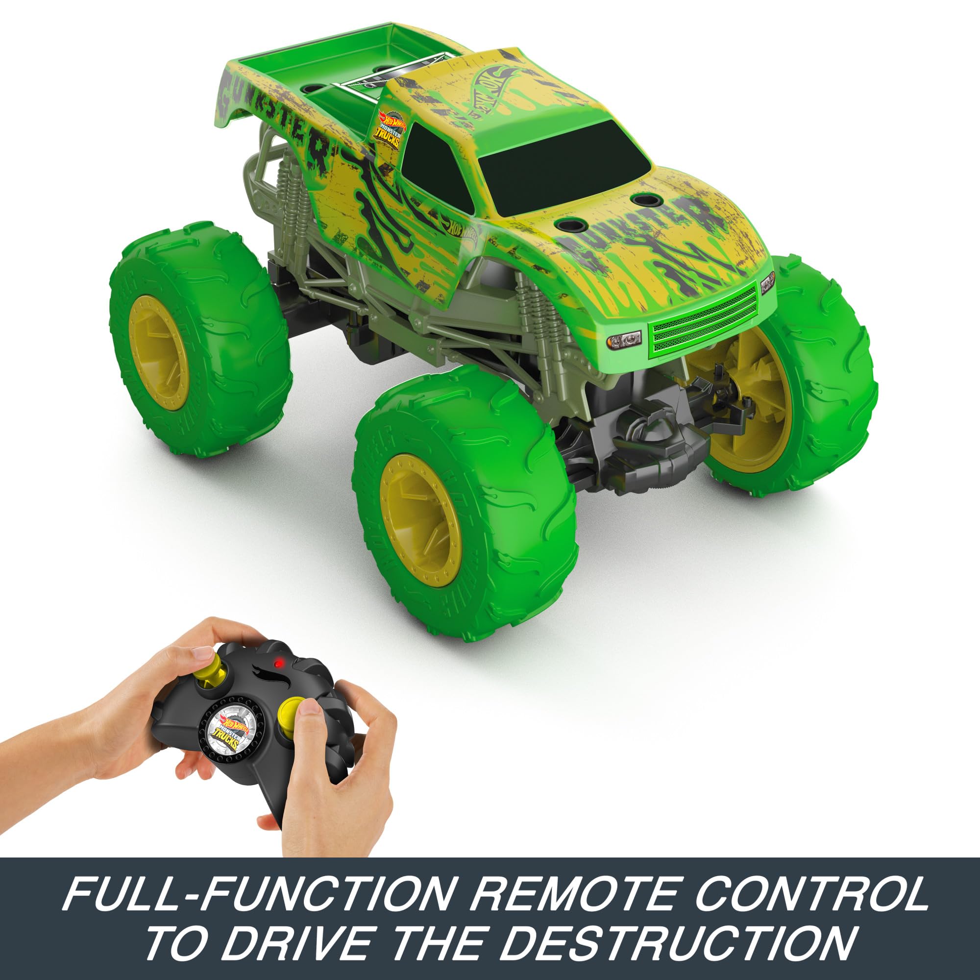 Hot Wheels Monster Trucks Remote Control Car, 1:15 Scale Mega-Wrex Alive Battery-Powered RC Vehicle with Lights & Sounds, JBD90