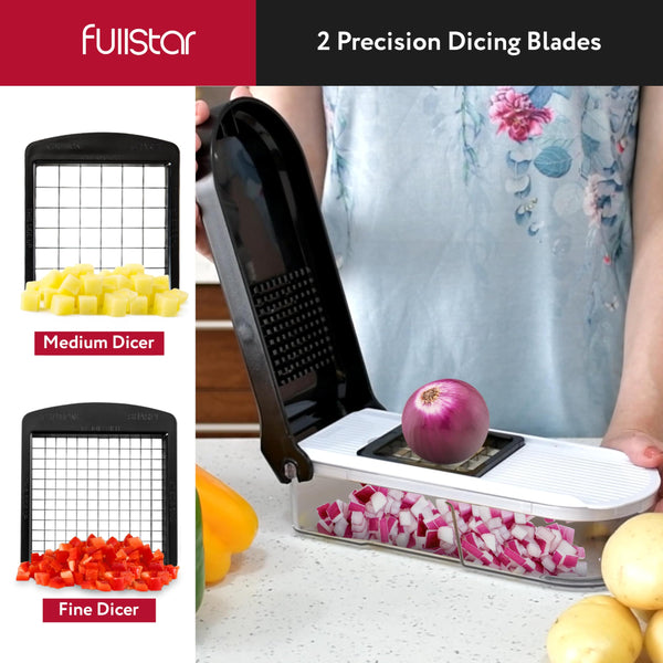 Vegetable Chopper Vegetable Cutter Mandoline Vegetable Slicer - Veggie Onion Salad Food Chopper Manual - Potato Chipper - Veg Chopper and Dicer - Kitchen Tools & Gadgets (6-in-1 Compact White)