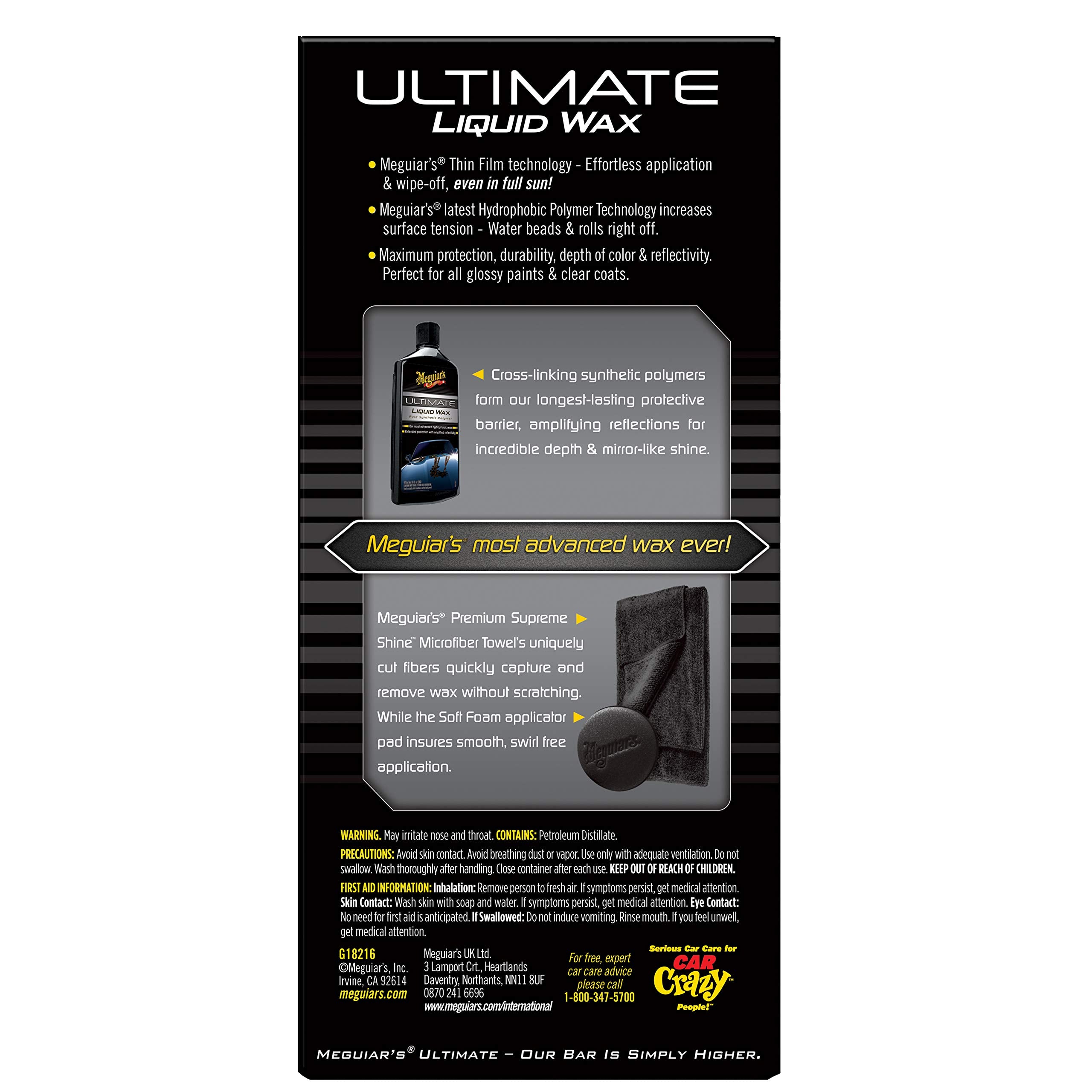 Meguiar's G210516EU Ultimate Liquid Wax 473ml, Incredible Gloss & Slickness That Lasts