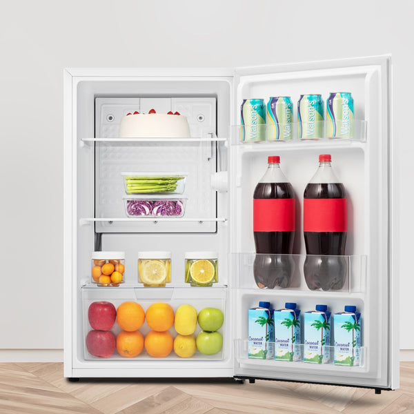 Fridgemaster MUR4545 Small Table Top 45cm Mini Fridge - 45 L - Mechanical Control with Adjustable Thermostat - Reversible Door - 39 dB Low noise - Broad Climate Design - White - E Rated