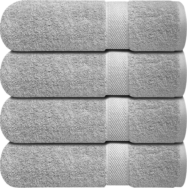 Infinitee Xclusives Bath Towels Set of 4 (70x140 cm) - 100% Cotton, Super Absorbent, Quick-Dry Towels for Bathroom, Spa, Gym & Hotel |Charming Grey|