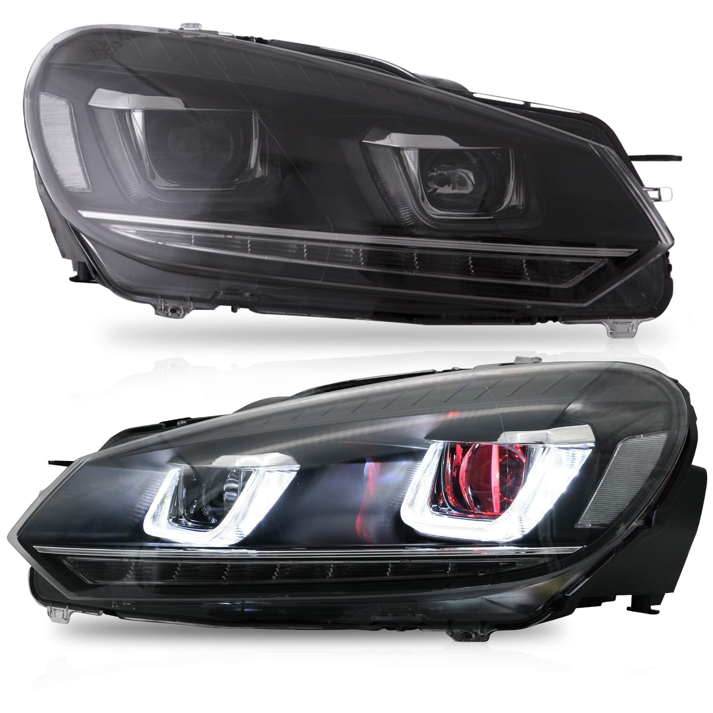 VLAND LED Tail Lights Fit for 2008-2013 Volkswagen Golf 6 MK6 TSI TDI GTD R(not for GTI/Variant/Cabriolet), Rear Lights with Sequential Turn Signal Indicators, E-mark, Red Smoked