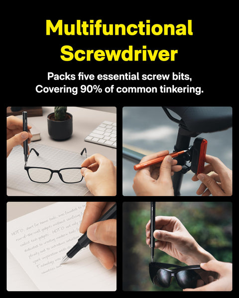 HOTO Precision Screwdriver SE, Pocket Size, Multi-Bit, Mini Hand Screwdriver with 2 Double End Bits & 1 Pen Bit, Ideal for Phone/Glasses/Watches/Laptop, Red