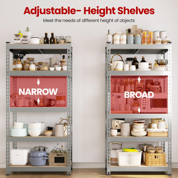 Yaheetech 5 Tier Garage Shelving Units, Heavy Duty Racking shelves, 150KG Per Shelf/750KG Capacity, 70cmx30cmx150cm（LxWxH,Dark Gray