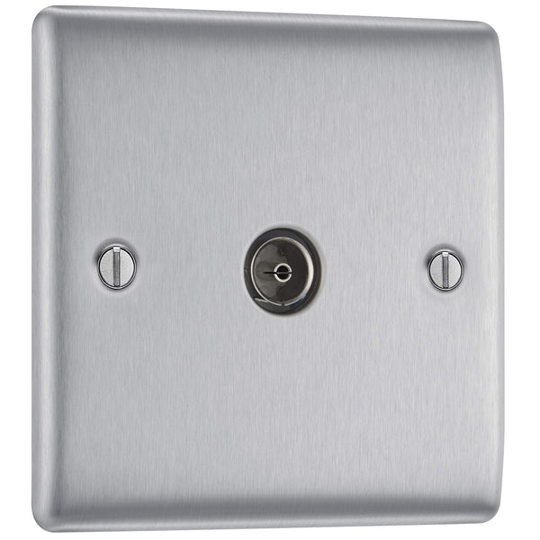 BG Electrical Cooker Switch with Socket and LED, Cooker Control Unit, Control Socket, Double Pole, Raised Profile, Round Edges, Nexus Metal, Brushed Steel, Grey Inserts, 45A, NBS70G