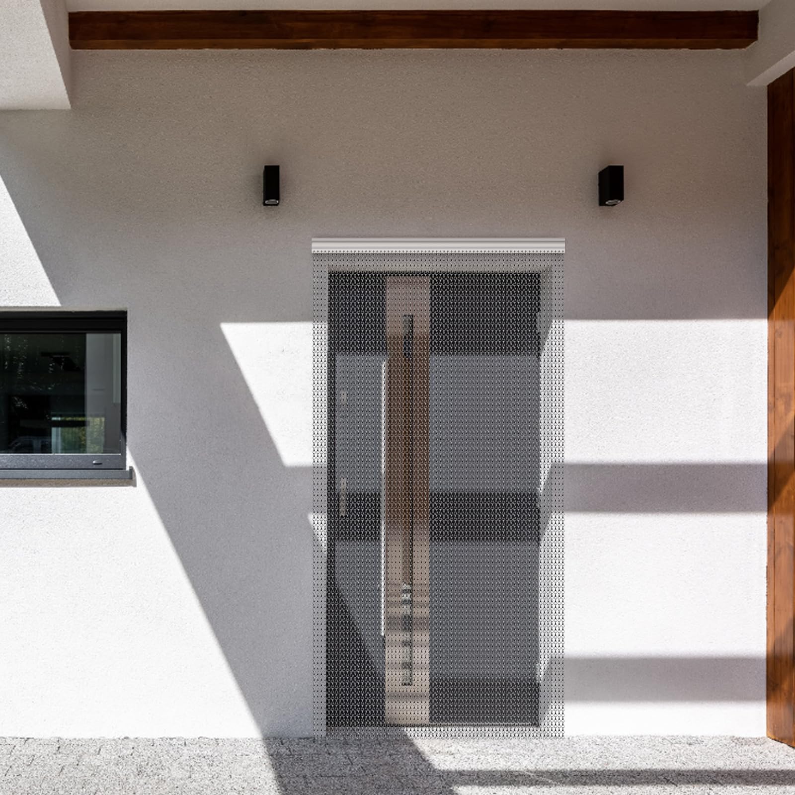 Gluwoer Aluminium Chain Curtain 100 x 210cm Metal Door Fly Screens Insect Control Curtain for Doorways (Grey)