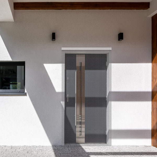 Gluwoer Aluminium Chain Curtain 100 x 210cm Metal Door Fly Screens Insect Control Curtain for Doorways (Grey)