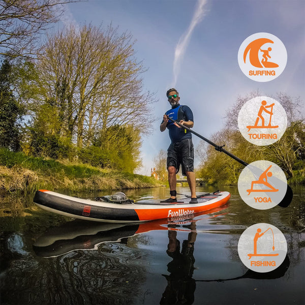 FunWater SUP Inflatable Stand Up Paddle Board 11'6"/11'/10'5" Ultra-Light with Inflatable Board,ISUP Accessories,Three Fins,Adjustable Paddle, Pump,Backpack, Leash,Waterproof Bag