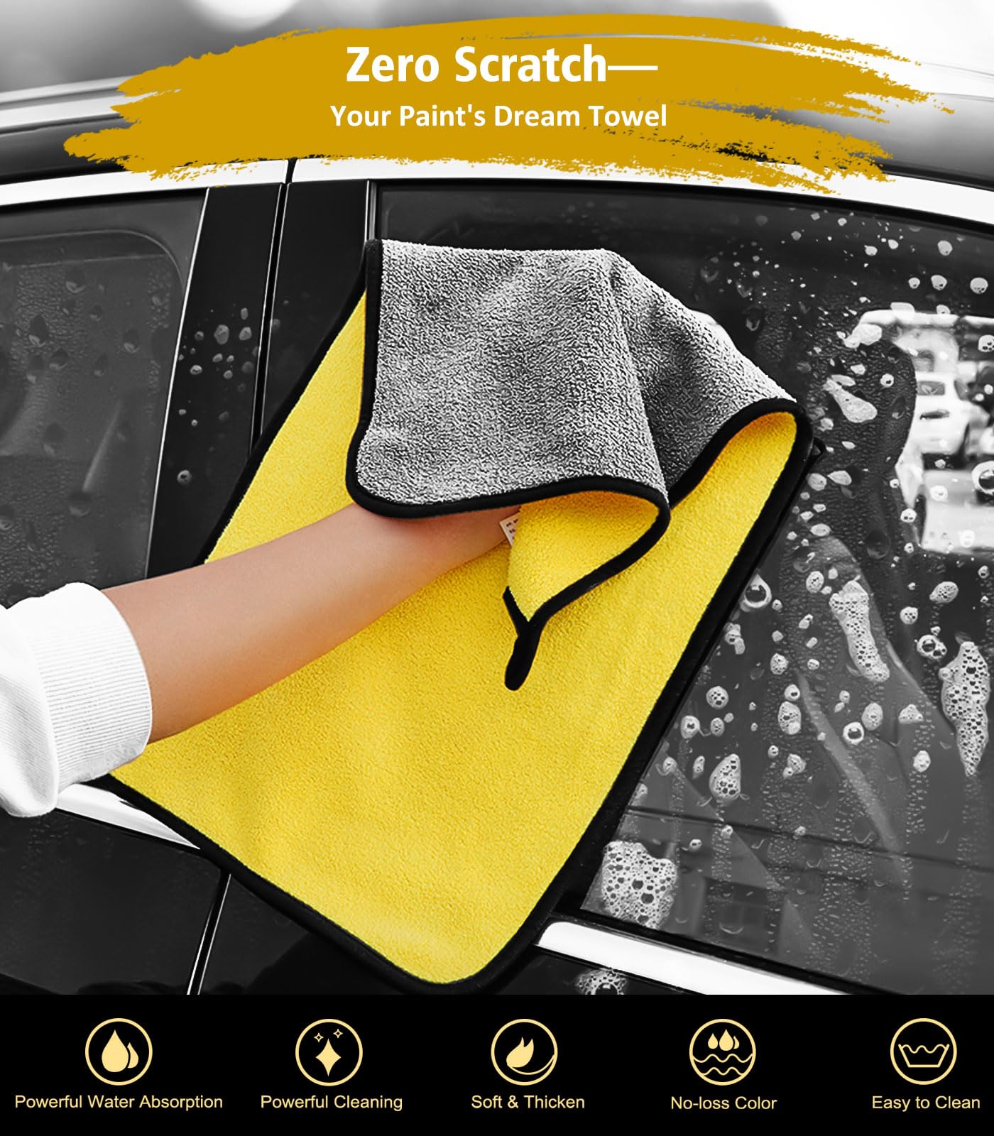 YeewayVeh Car Wash Brush, 43" Extendable Car Wash Brush Mop with Long Handle, 15 Degree Curved Soft Car Cleaning Brush kit with Extra Microfiber Brush Head for Truck SUV Cleaning, Orange