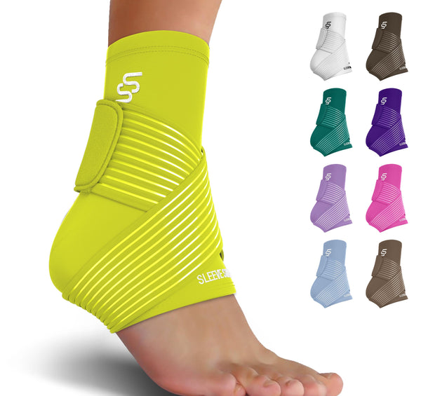 Sleeve Stars Ankle Brace for Sprained Ankle, Plantar Fasciitis Relief Ankle Support for Women & Men, Ankle Compression Sleeve w/Strap, Achilles Tendonitis Brace, Foot Brace Wrap (Single/Hot Pink)