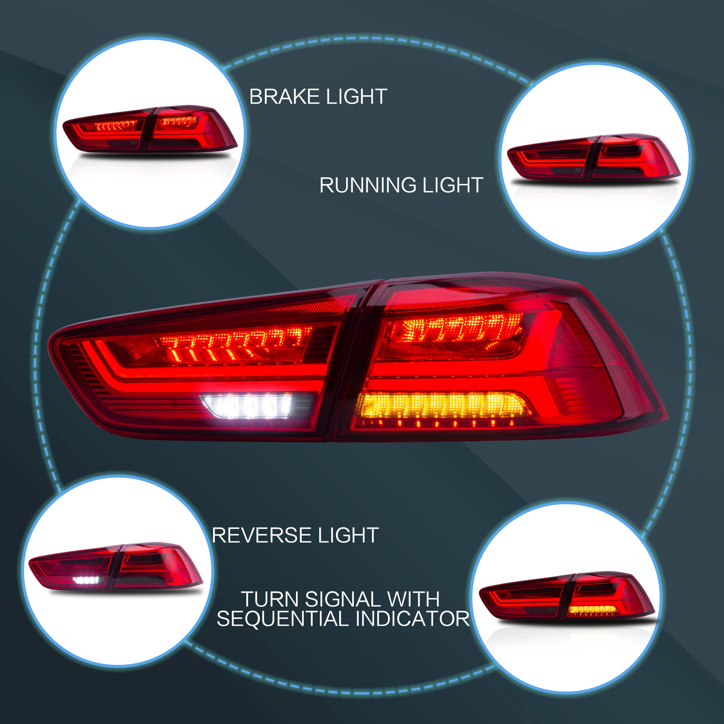 VLAND LED Headlights Compatible with Mitsubishi Lancer& EVO X 2008-2020 Front light with Sequential, Projector Headlamp