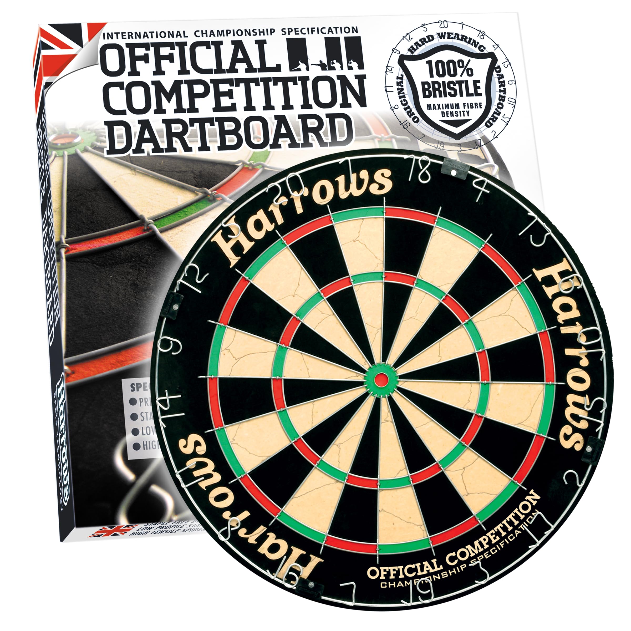 Harrows Official Competition Bristle Dartboard - Black, 45cm, JE03
