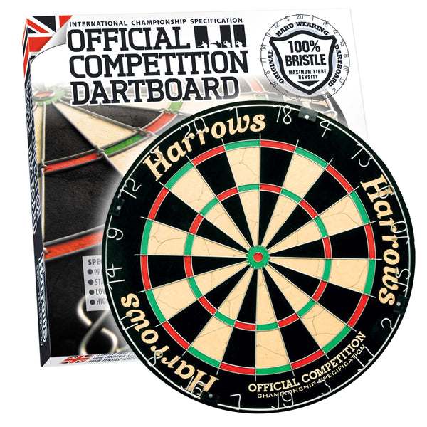 Harrows Official Competition Bristle Dartboard - Black, 45cm, JE03
