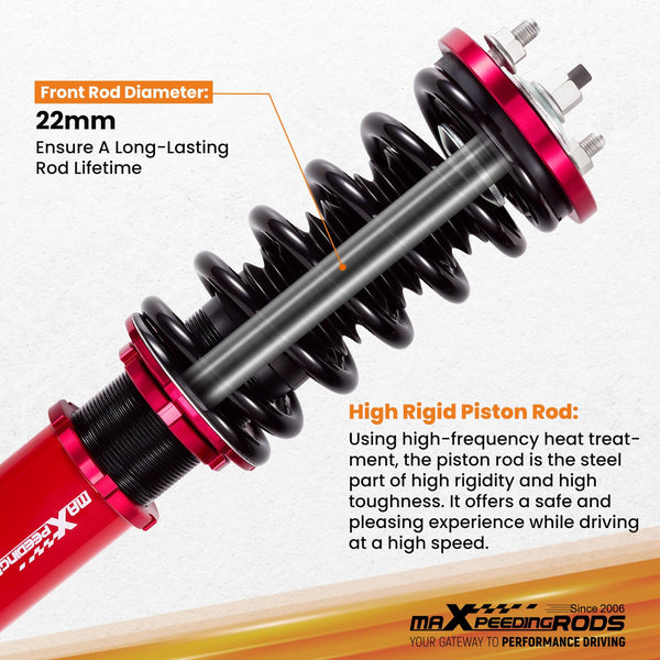 maXpeedingrods Coilovers for Honda Civic 1988-2000, for Honda CRX del Sol 1992-1995, for Acura Integra 1990-2001, 24 Levels Damper Adjustable Struts, Height Adjustable T6 Upgraded Lowering Kit