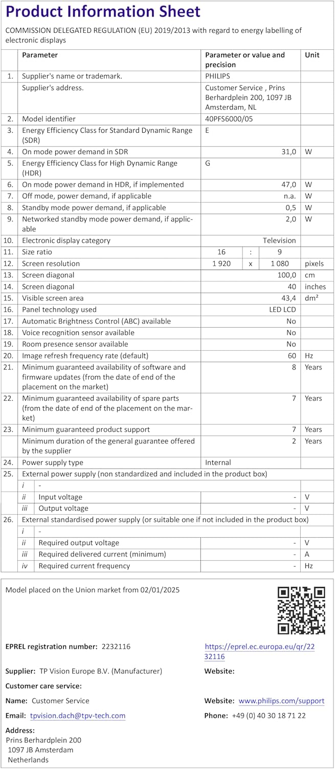 Philips 40PFS6000 2K HD LED Smart TV - 40 Inch Display with Pixel Plus, Titan OS Platform and Dolby Digital Sound, Works with Alexa and Google Voice Assistant