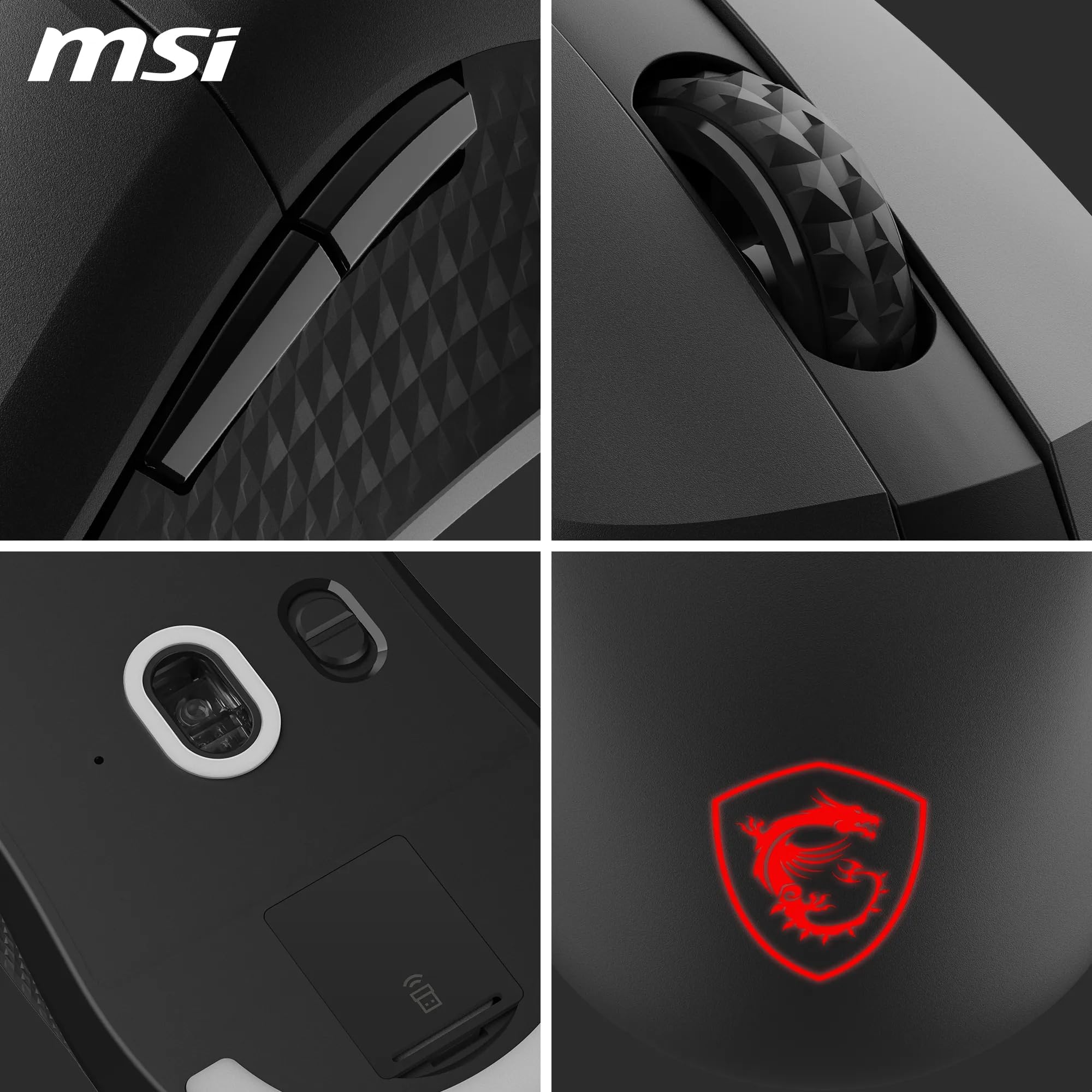 MSI CLUTCH GM51 LIGHTWEIGHT Gaming Mouse - 26000 DPI Optical Sensor, Elite 0.125ms Latency, 60M+ Click OMRON Switches, 6-Buttons, FriXionFree Cable, RGB Diamond LightGrips, 75g - Wired