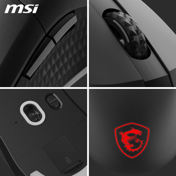 MSI CLUTCH GM51 LIGHTWEIGHT Gaming Mouse - 26000 DPI Optical Sensor, Elite 0.125ms Latency, 60M+ Click OMRON Switches, 6-Buttons, FriXionFree Cable, RGB Diamond LightGrips, 75g - Wired
