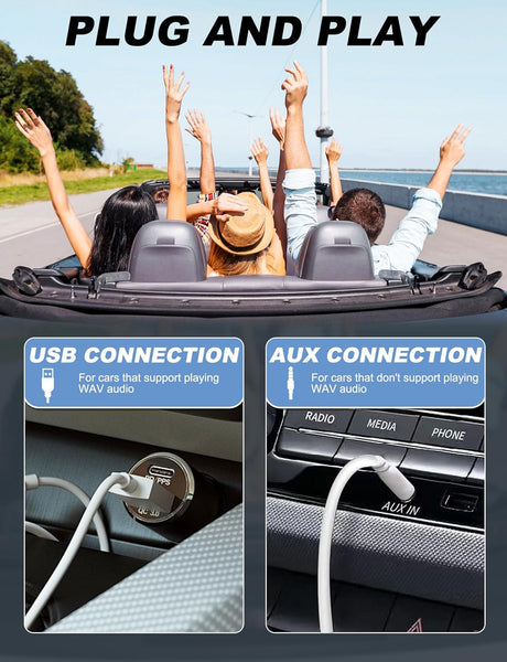 External Portable CD Player for Car, Car CD-Player USB Plug and Play, AUX Port, USB Extension Cable, Universal usb CD Car Player for Vehicle, Laptop, TV, Computer, Android 4.4 and Above Navigation