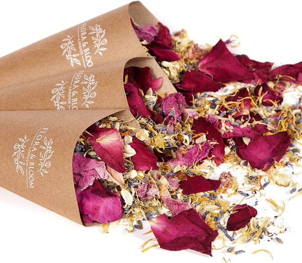 Flora & Bloom Biodegradable Confetti Kit 24 Guests (3 Litres, 160 Grams) PreBuilt Confetti Cones | Dried Confetti Petals | Wedding Confetti | Pop Open