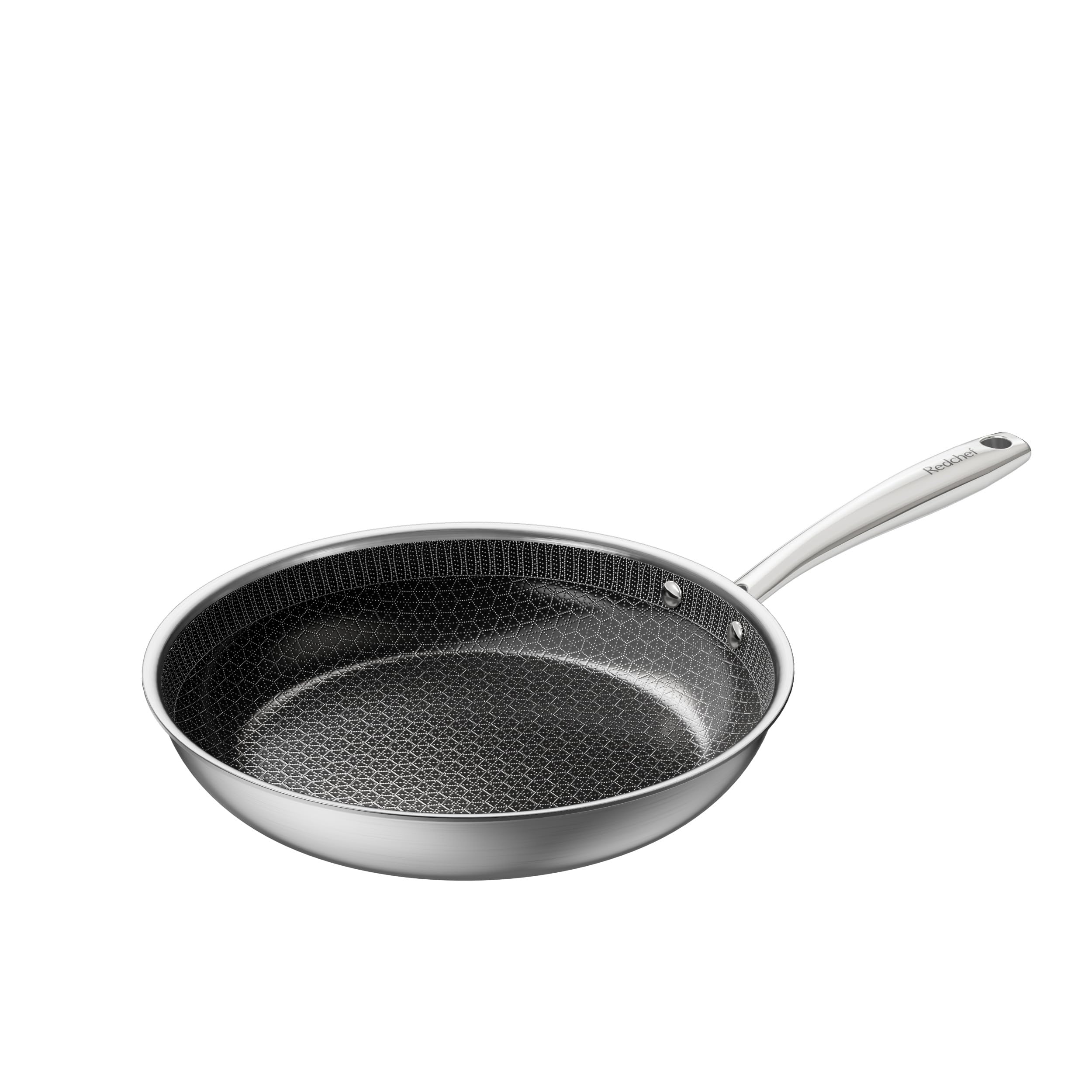 Redchef Non Stick Hybrid Egg/Omelette Pan,20cm Ceramic Frying Pan,Tri-Ply Stainless Steel Skillet,Non Toxic,PFAS PFOA/PTFE Free,Dishwasher/Oven Safe,Suitable for Induction Hobs,8"(Beige)