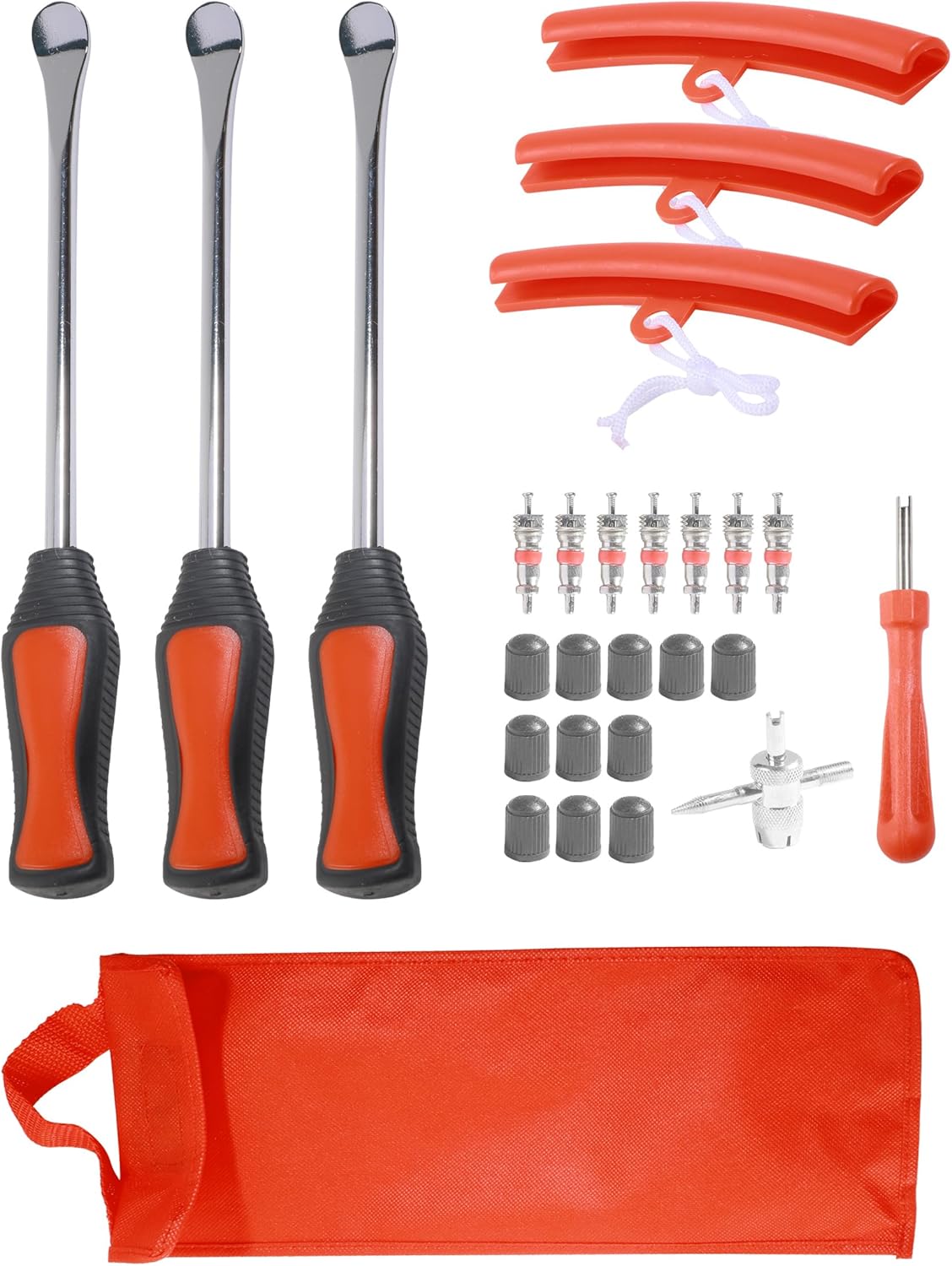 Flaconi Motorcycle Tire Spoons,Tire Changing Kit,Tire Tools for Changing Tires,Bicycle Tire Lever,Tyre Changer Set with 3 Rim Protector,Fit for Motorcycle,Bicycle,Cart,Scooter,Dirt Bike,Lawn Mower,Car