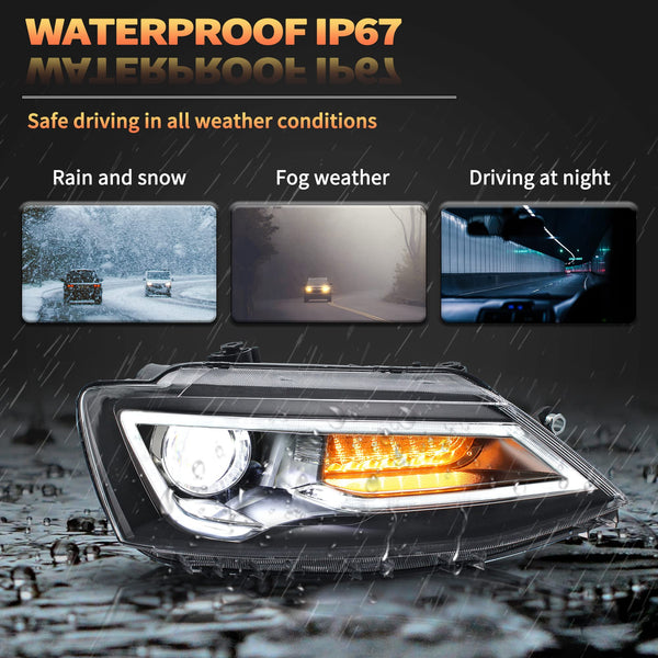 VLAND LED Rear Lights compatible with Jetta MK6 2011-2018 Sedan [Not fit LED & GLI models], Driver & Passenger Side - Red