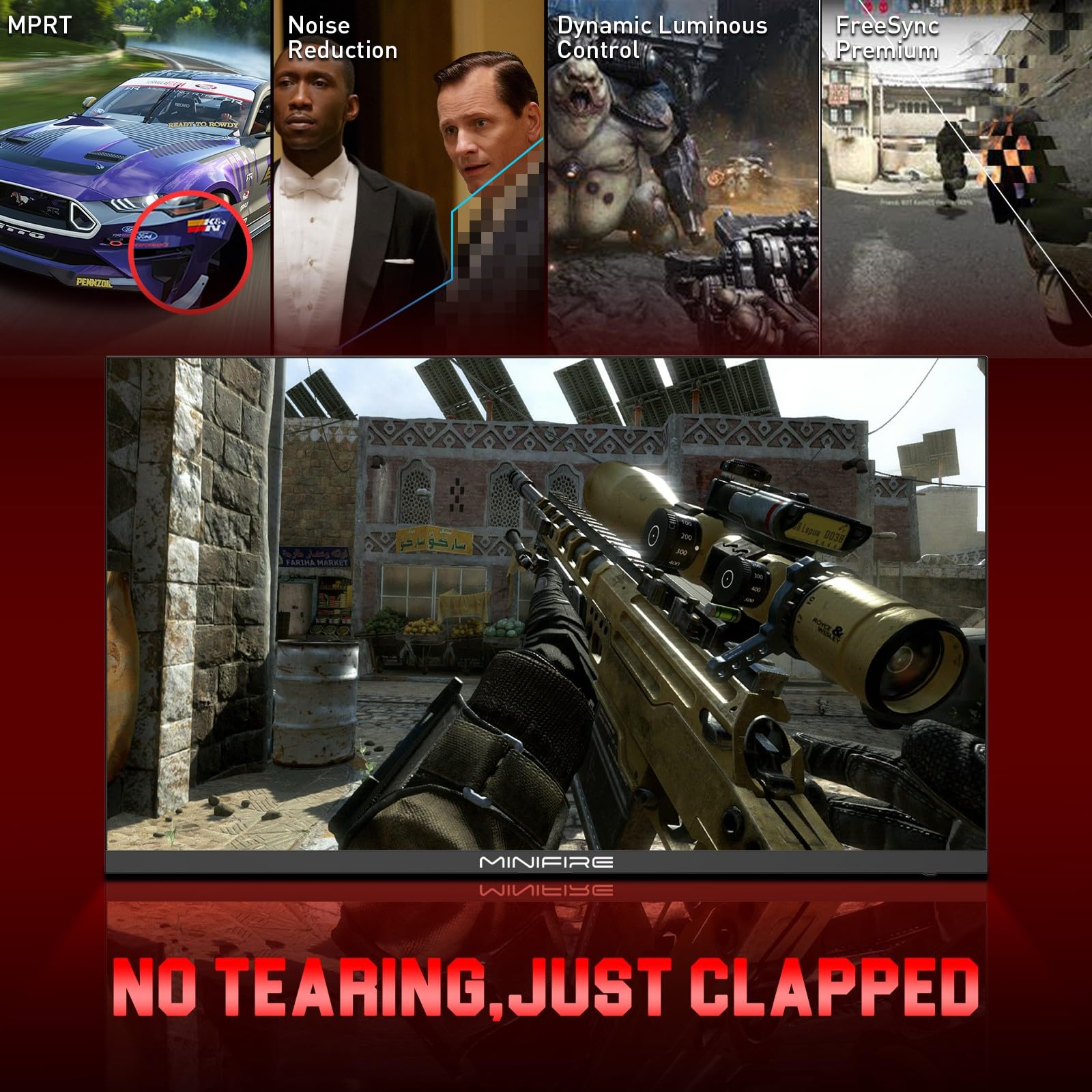 Minifire 27 Inch Gaming Monitor, 180Hz, Curved Gaming Monitor, Built in Speaker, Crosshair, 1Ms, sRGB130%, FHD 1080P Computer Screen, VESA Compatible, Eye Care Adaptive Sync HDMI＆DP Prots （MFG27C1 ）