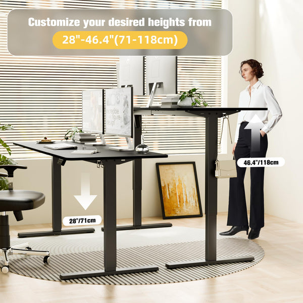 ERGOMAKER Electric Height Adjustable Standing Desk 80x60cm (31.5"x23.6"), Sit Stand Desk with Splicing Top for Home Office (Black Frame + Black Desktop)