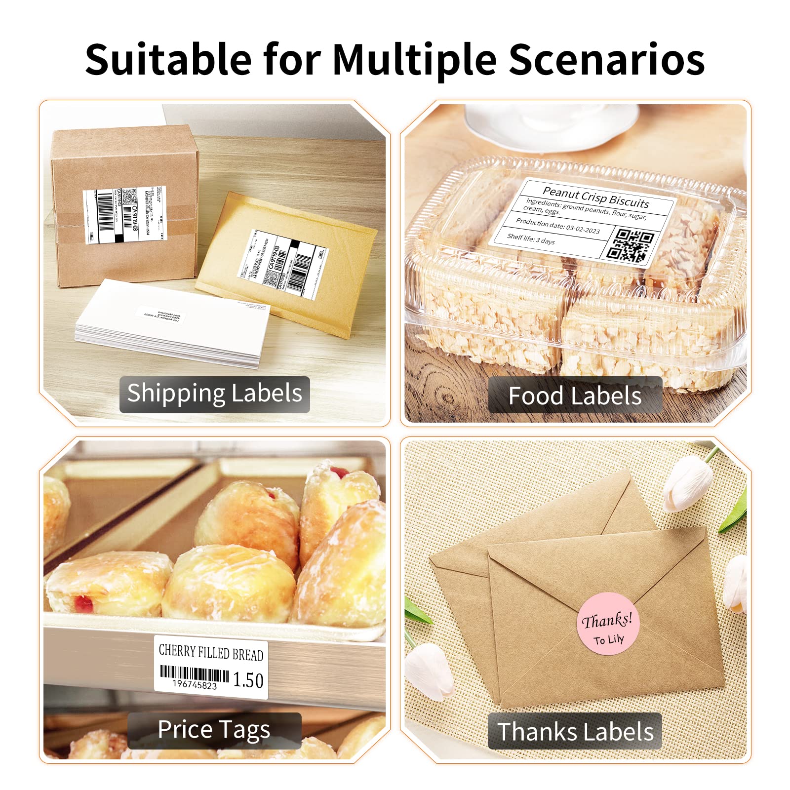 JADENS Bluetooth Thermal Label Printer, 4x6 Shipping Label Printer for Shipping Packages 203DPI, 1.57"-4.1" Printing Size Compatible with Hermes, Royal Mail, Amazon, Shopify