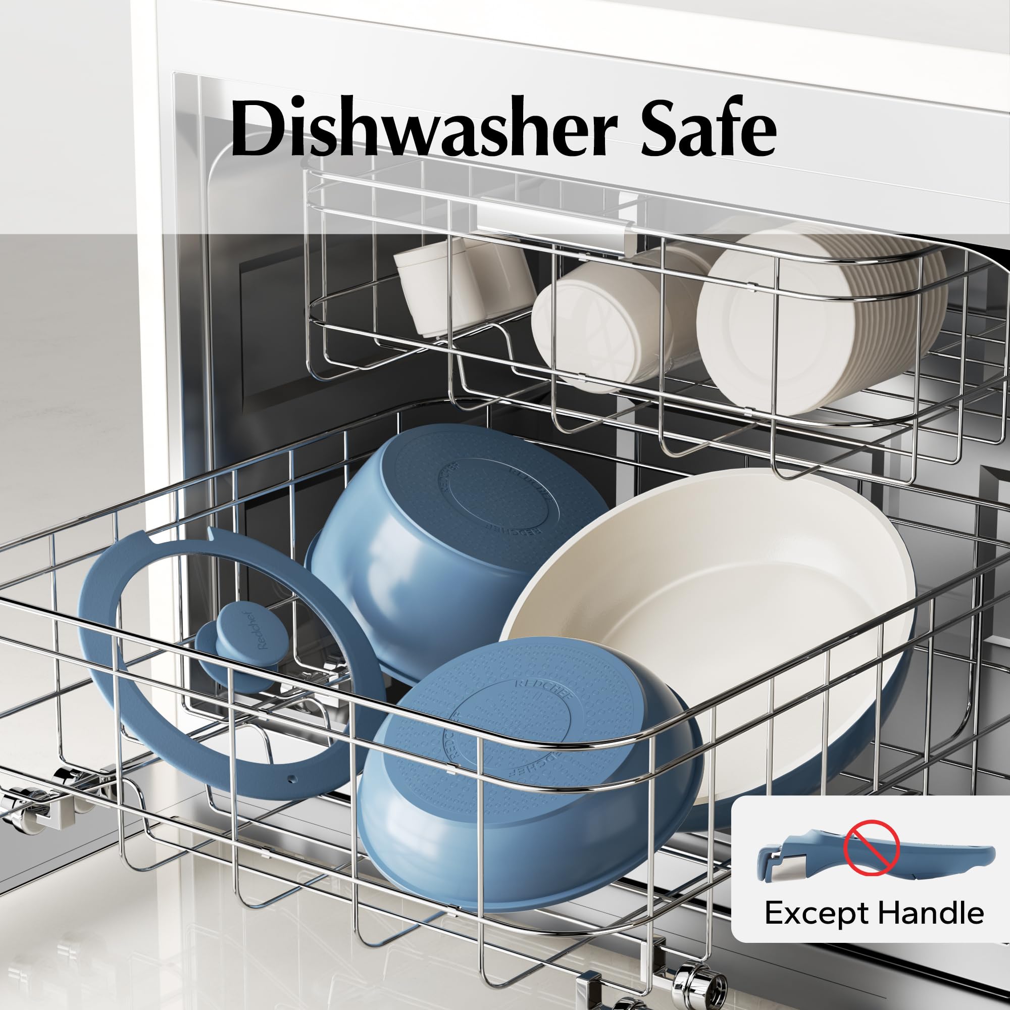 Redchef Ceramic Pots and Pans Set Non Stick, 16 pcs Nonstick Cookware Set with Detachable Handle, Non Toxic, PFAS PFOA & PTFE Free, RV Ceramic Cookware Set for Camping, Oven Safe (Pink)