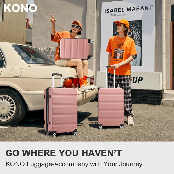 Kono Lightweight 28" Large Suitcase | Hard Shell with TSA Lock | 4 Dual Spinner Wheels | Expandable Design for Easy Travel | Perfect for Business & Vacation (Cream White,75x47.5x29.5cm)