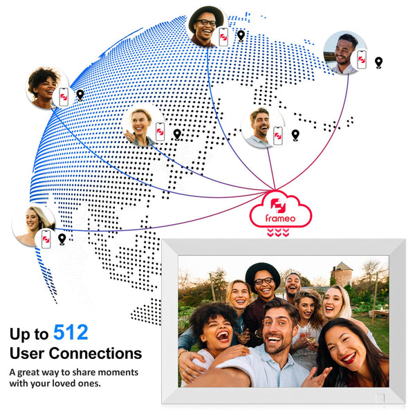 10.1 Inch WiFi Digital Photo Frame Built in 32GB Memory, 1280x800 IPS LCD Touchscreen, Auto-Rotate and Audio, Quick and Easy Share Photos or Videos via the Frameo App, the Best Choice for Gifting