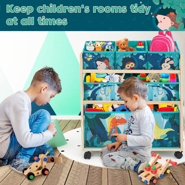 HOMCENT Kids Toy Storage Organizer with Wheels, Utility Rolling Cart with Large Storage Capacity for Bedroom, Toy Room, Playroom - Hold Toys, Books,