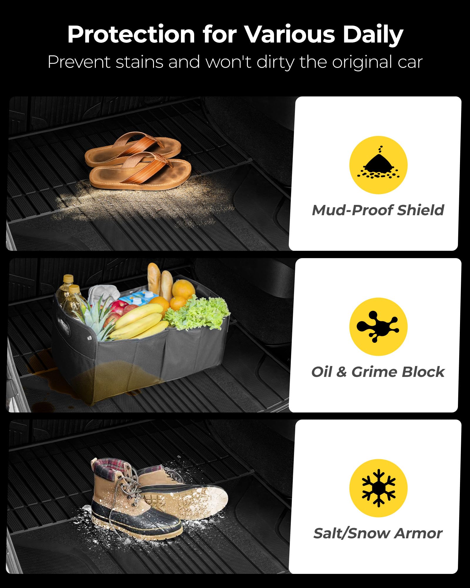 3W Boot Liner Fit for Land Rover Discovery Sport L550 2022 2023 2024 2025, Odorless Thorex™ Dog Friendly Premium Trunk Protection Mats, All Weather Waterproof Anti Slip Easy to Clean Car Accessory