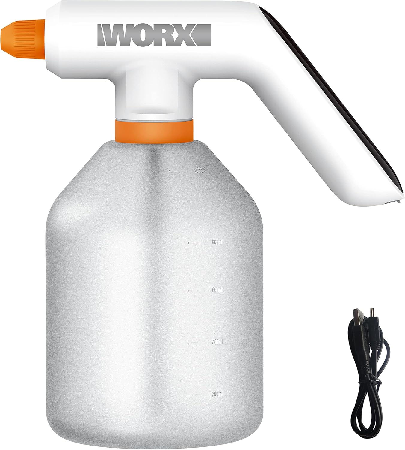 WORX Cordless Handheld Sprayer, WX018 3.6V Plant Mister, 1L Spray Bottle, Adjustable Nozzle, 6m Range, 1h Runtime, Annular LED Light, Type-C Cable, Ideal for Kitchen & Indoor Furniture Cleaning
