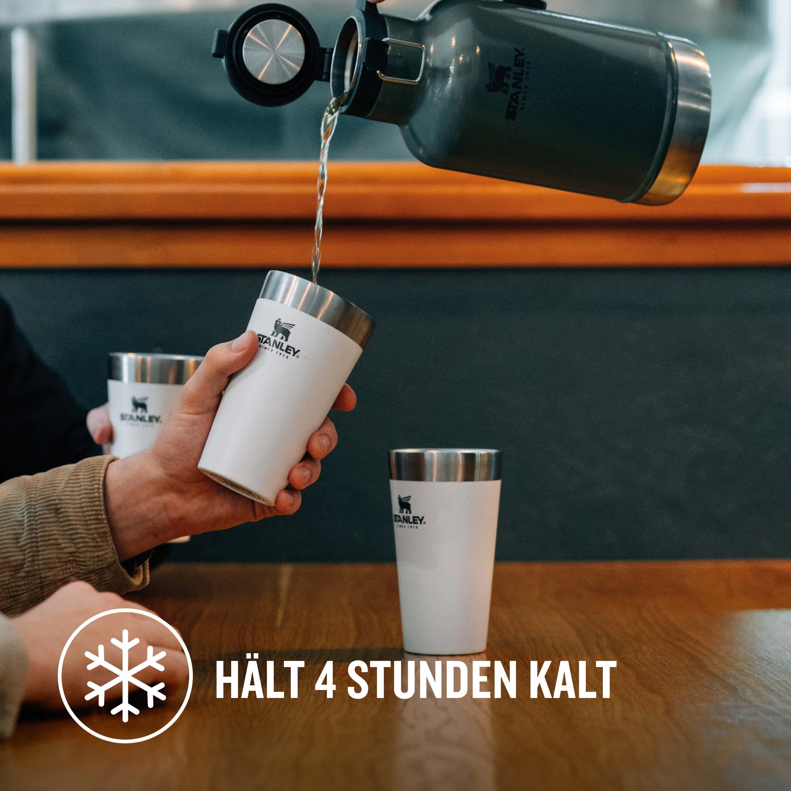 Stanley Adventure Stacking Beer Pint 0.47L - Travel Mug Keeps Drinks Cold For 4 Hours - Stainless Steel Thermal Cup - Stacks Infinitely - Double Wall Vacuum Insulation - Dishwasher Safe - Matte Black