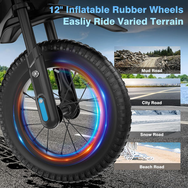 EVERCROSS EV05M Electric Motorcycle for Kids, 150W Kids Ride On Motor-cycle, 8/16 km/h Speed Modes & 15 km Long-Range Electric Motorcycle, 12'' Moto Cross for Children Aged 3-12 Years