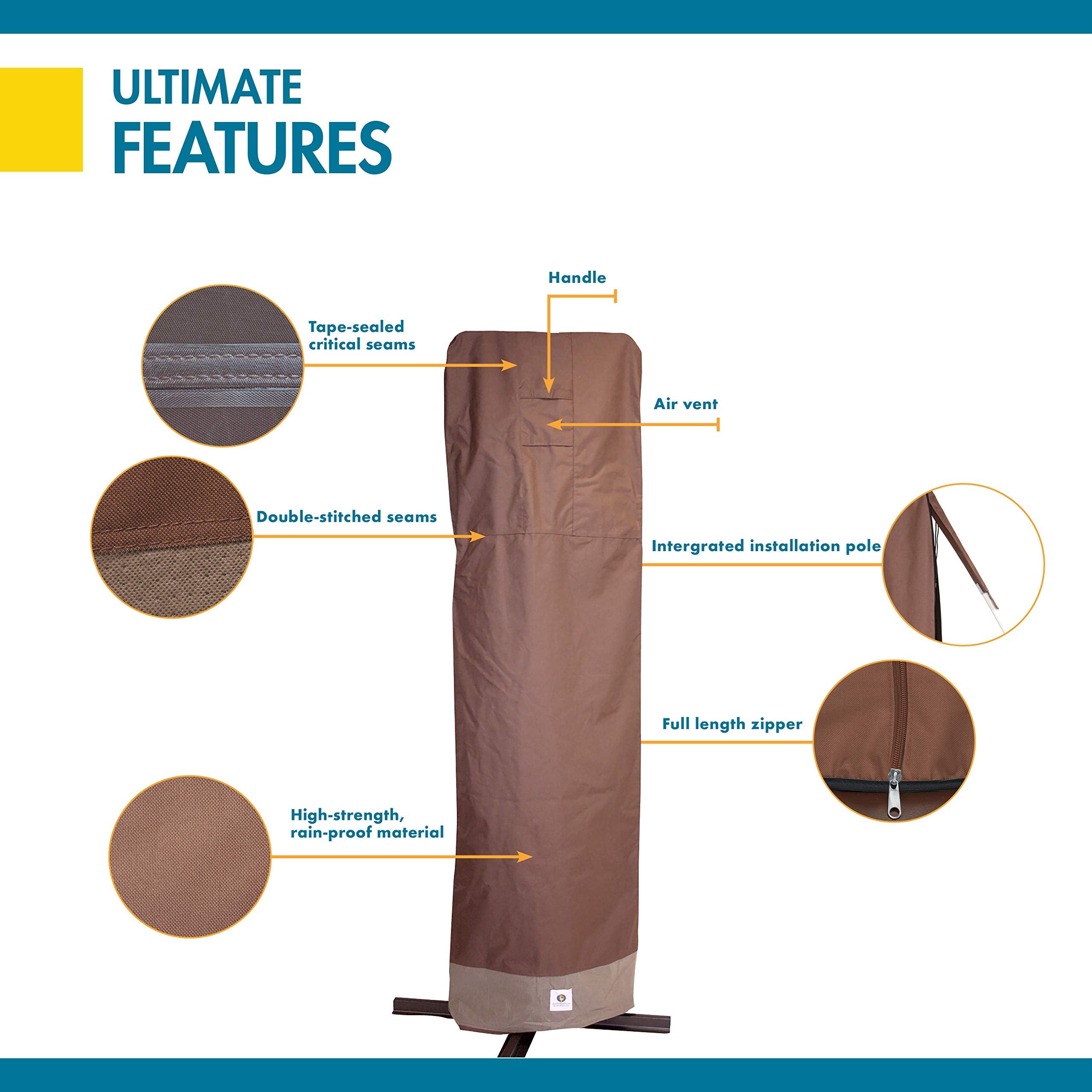 Duck Covers Ultimate Offset Patio Umbrella Cover with Installation Pole, 101-Inch