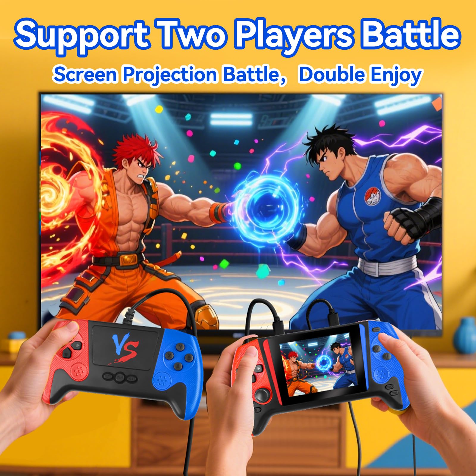 Colourbing Q21 Handheld Games Consoles – 3.5" Portable Mini,Two Players Battle,Built-in 500 Retro Games,1020mAh Rechargeable Battery–Great Retro Games Console for Adults,Teens Birthday and Party Gifts