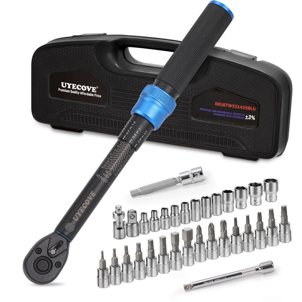 Torque Wrench 1/4 Bike Torque Wrench 1-25nm Torque Wrench Set 63ps with 100mm Extension bar and Socket