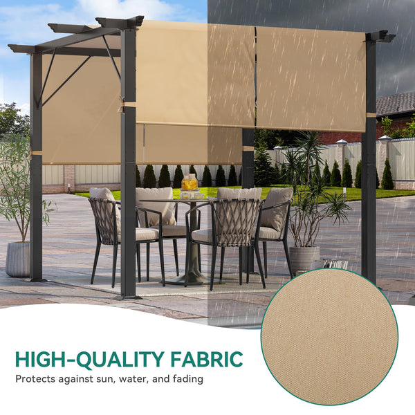 Metal Pergola with Retractable Roof, Outdoor Pergola Includes Water-Resistant and SPF 15 PU Coated Canopy, Sun Shade for Barbecue Events, Garden Parties, and Lawn in Dark grey 3x3Meter