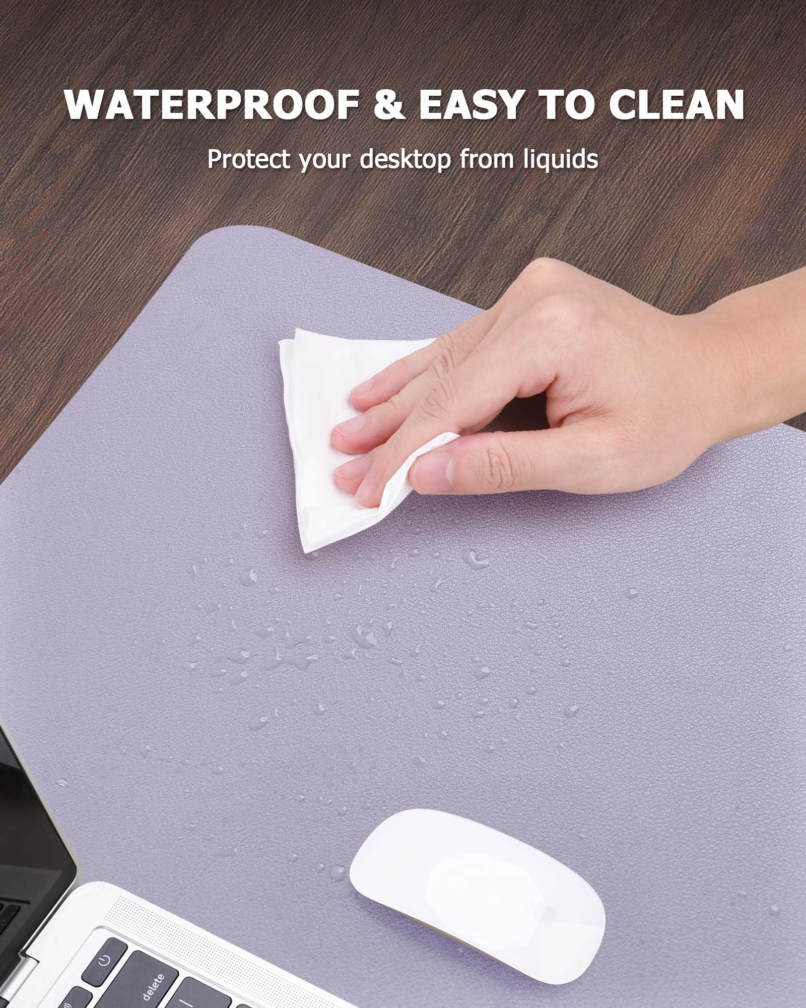 MOLMO Non-Slip Desk Mat, Waterproof Desk Pad Table Protector, Easy Clean Laptop Mat Large Mouse Pad Leather Writing Mat with Suede for Office /Home/Decor (Light Green, 60 x 35 cm)