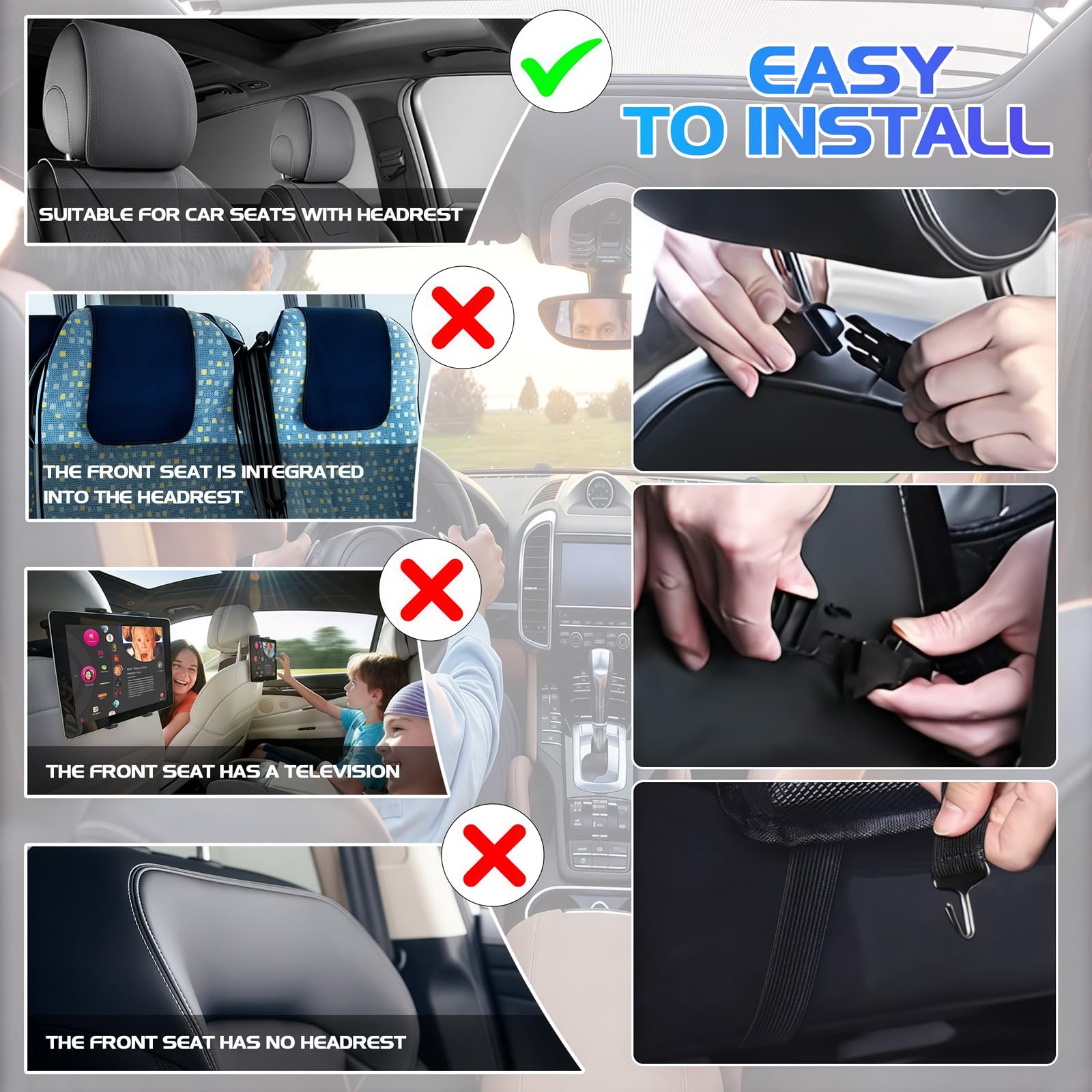 Resszo Car Organiser,Car Seat Organiser for Kids with Tablet Holder, Multifunctional WaterProof Back Seat Protector with 10.5 iPad Foldable Tray Table, 6 Pockets Toy Storage