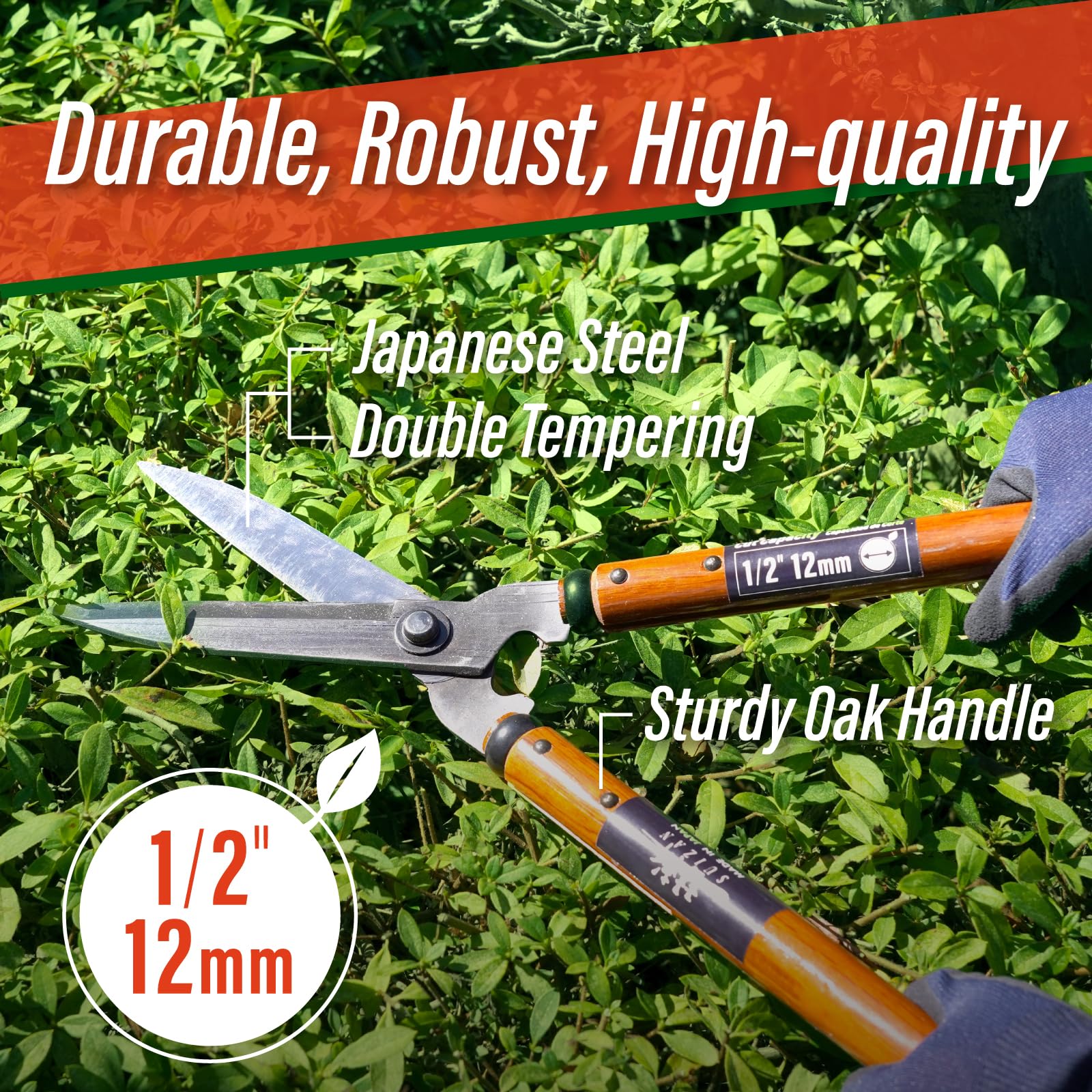 SUIZAN Hedge Shears 540mm - Professional Japanese Garden Clippers for Precise Trimming Gardening Tools